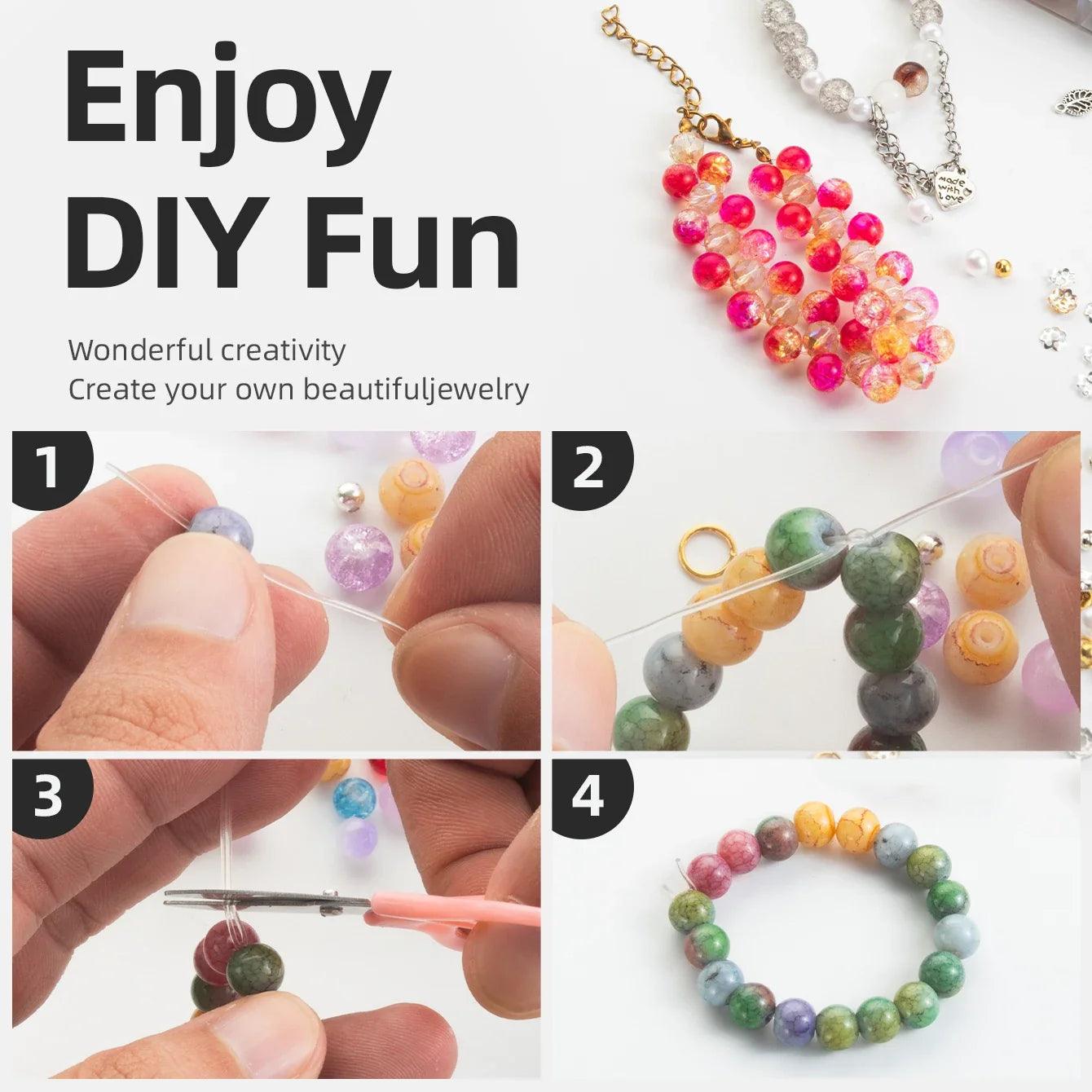 Glass Beads Bracelet Making Kit 28 Colors