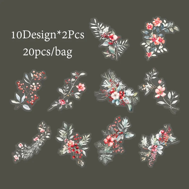 Plant Themed Sticker Pack 20pcs Scrapbook Decor