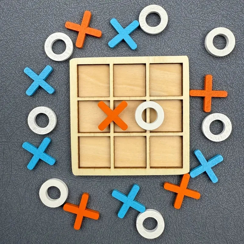 Wooden Tic Tac Toe Two Player Strategy