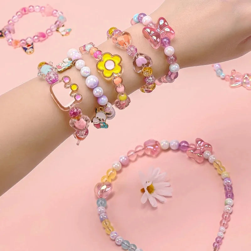 174pcs Heart Acrylic Flower Beads Jewelry Making Kit