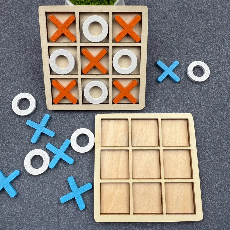 Wooden Tic Tac Toe Two Player Strategy
