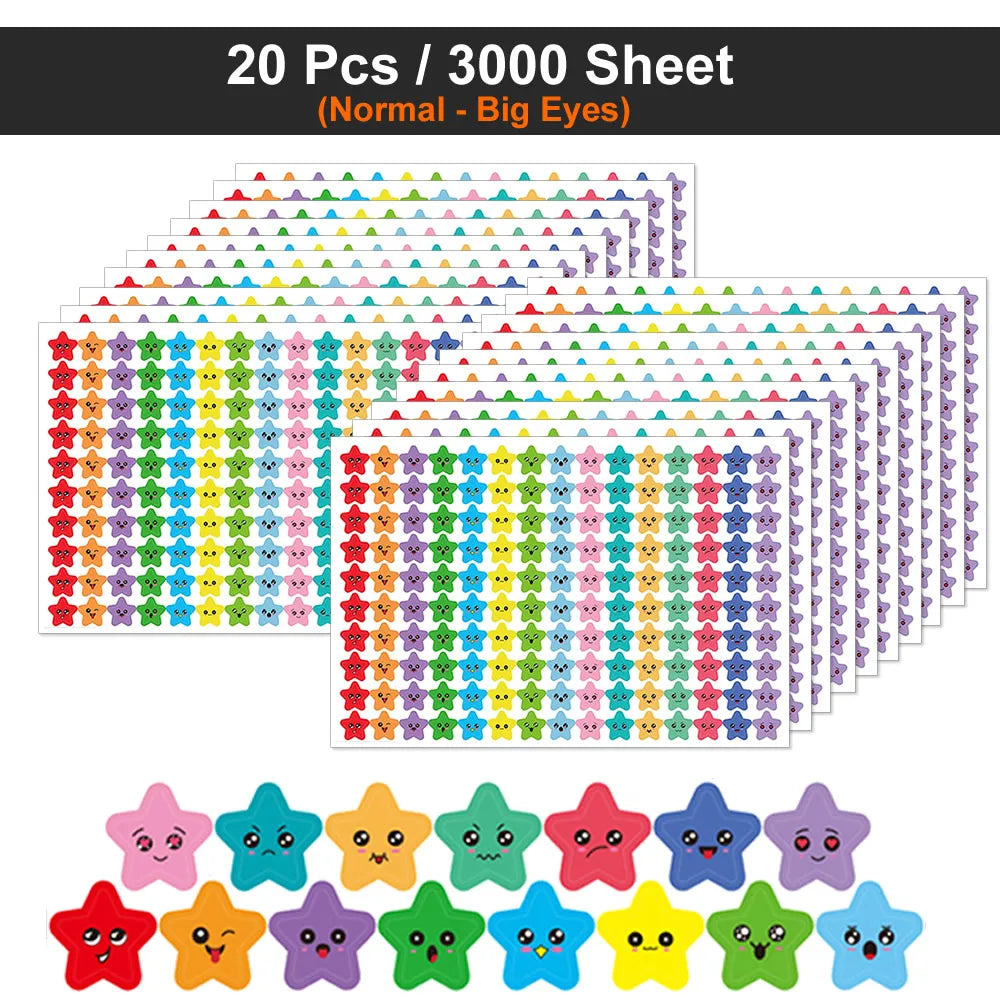 Happy Face Star Reward Stickers Kids Craft