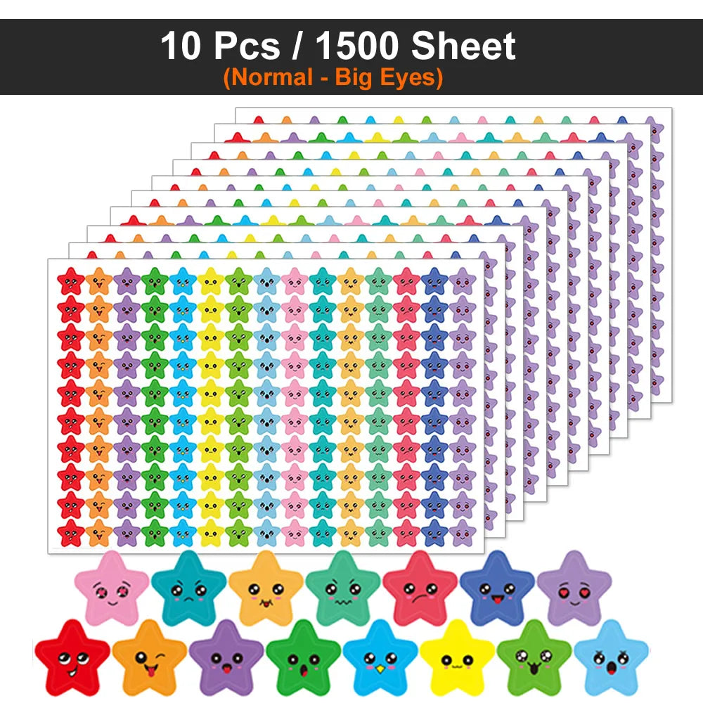 Happy Face Star Reward Stickers Kids Craft