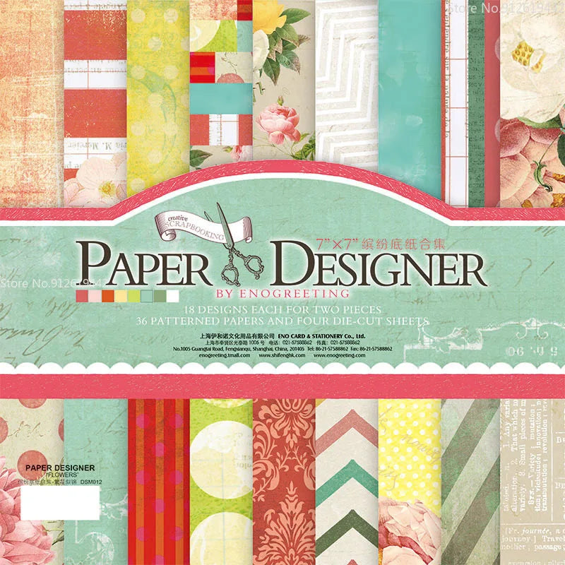 7 Inch Vintage Scrapbook Paper Set 40 Sheets