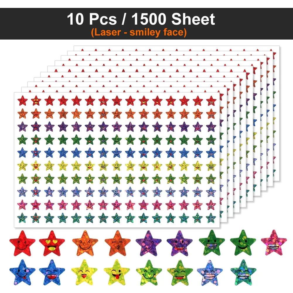Happy Face Star Reward Stickers Kids Craft