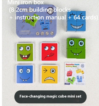 Wooden Magic Cube Face Pattern Matching Puzzle