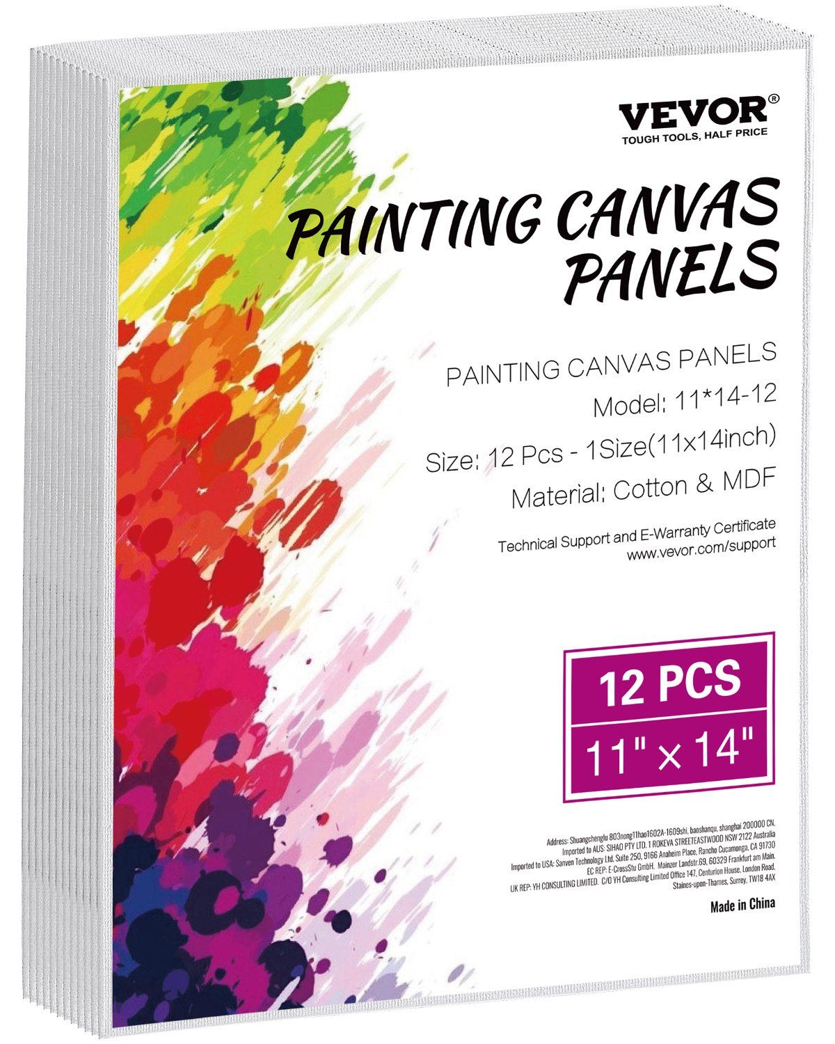 12 Pack 11x14 Inch Blank Canvas Boards