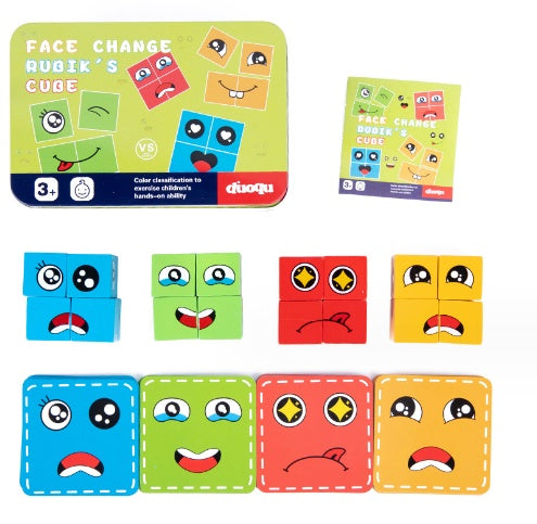 Wooden Magic Cube Face Pattern Matching Puzzle