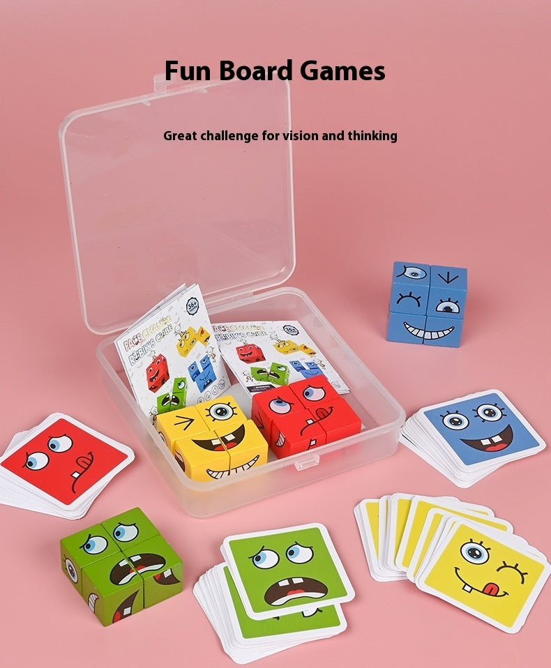 Wooden Magic Cube Face Pattern Matching Puzzle