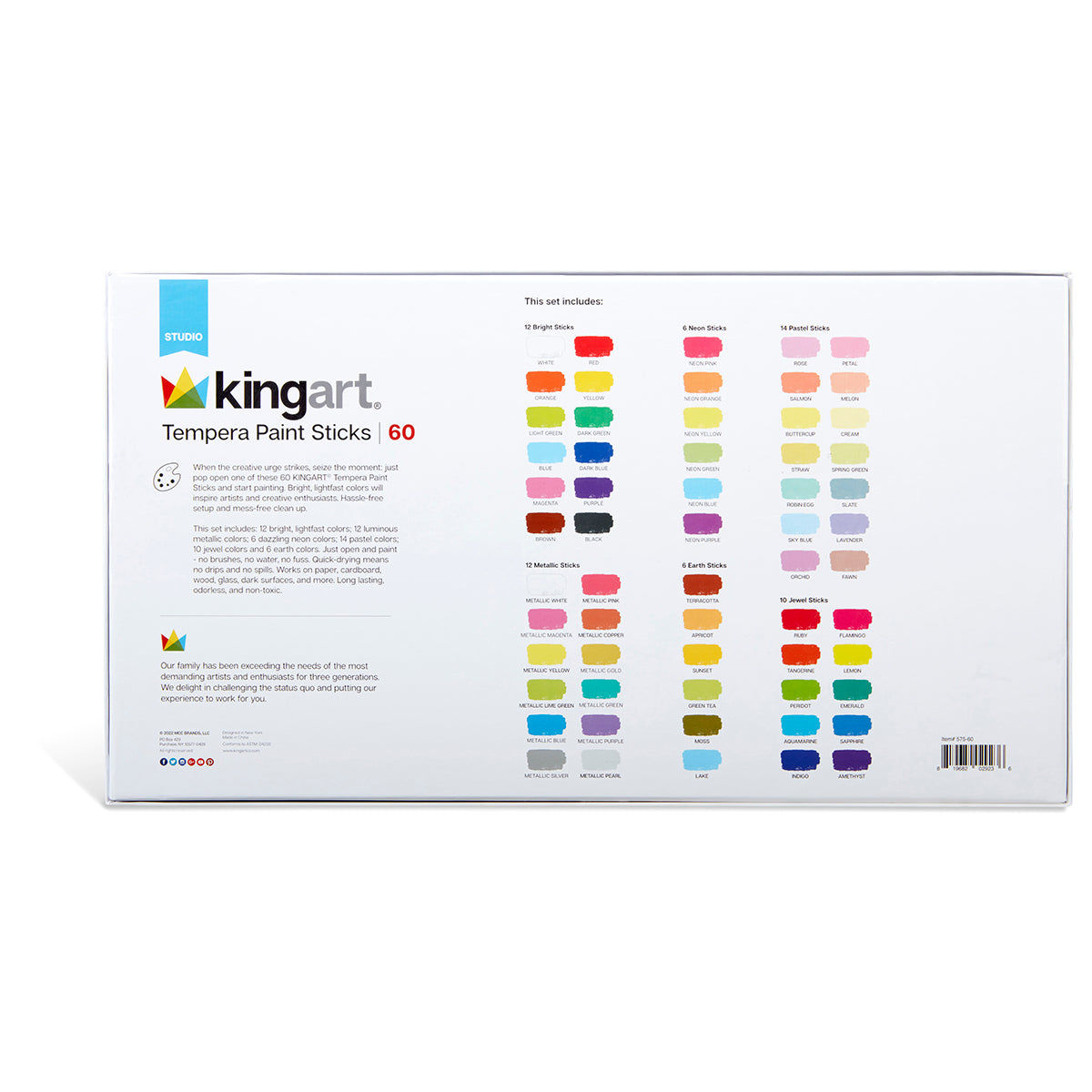 Tempera Paint Sticks 60 Color Art Set