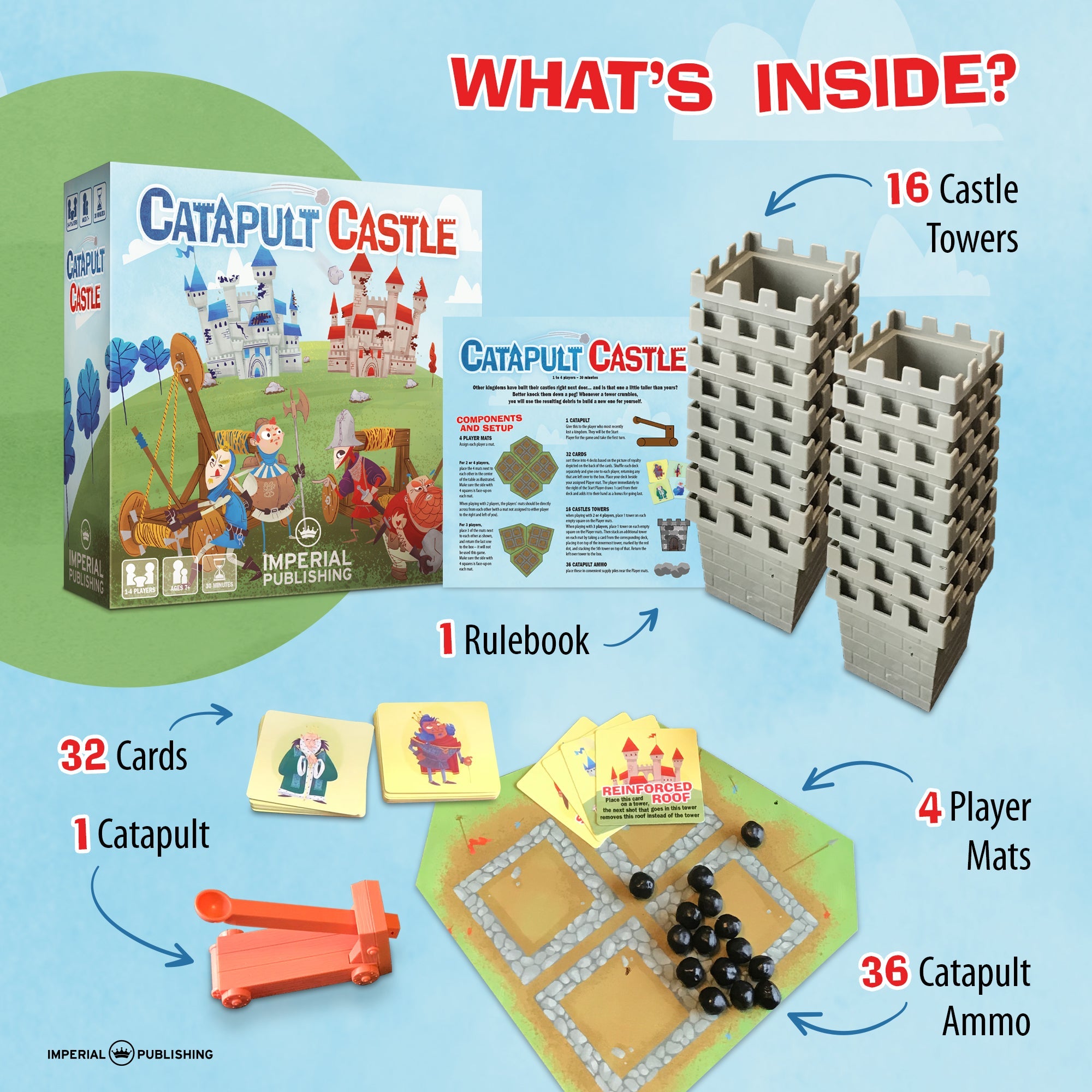 Catapult Castle Medieval Dexterity Game 1-4 Players